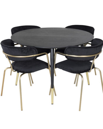 Venture Design Dipp Spisebordssæt       Stole Sort Finer Messing Sort Metal Sort Fløjl