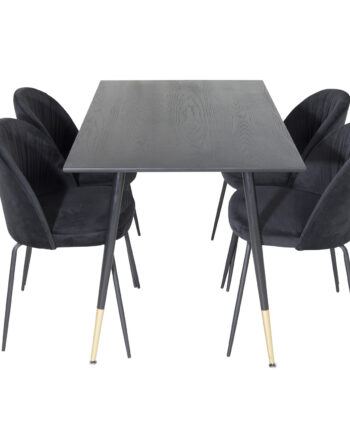 Venture Design Dipp Spisebordssæt       Stole Sort Finer Messing Sort Metal  Sort Fløjl Sort Metal