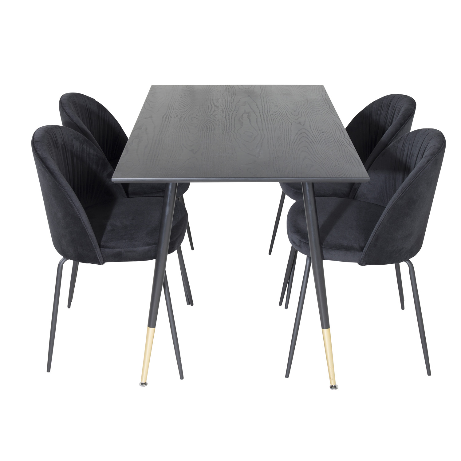 Venture Design Dipp Spisebordssæt Stole Sort Finer Messing Sort Metal Sort Fløjl Sort Metal