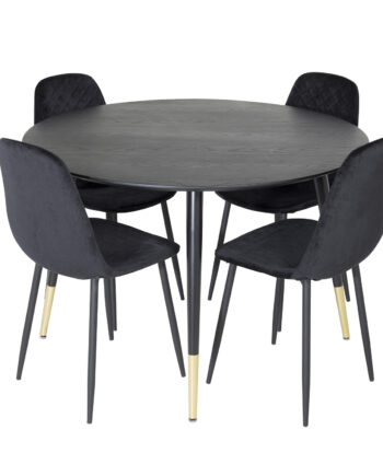 Venture Design Dipp Spisebordssæt       Stole Sort Finer Messing Sort Metal  Sort Fløjl Sort Metal