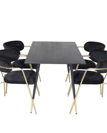 Venture Design Dipp Spisebordssæt       Stole Sort Finer Messing Sort Metal  Sort Fløjl Sort Metal