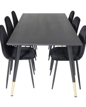 Venture Design Dipp Spisebordssæt       Stole Sort Finer Messing Sort Metal  Sort Fløjl Sort Metal