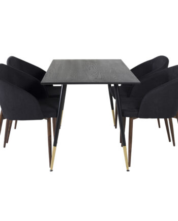 Venture Design Dipp Spisebordssæt       Stole Sort Finer Messing Sort Metal  Sort Stof Folie Metal
