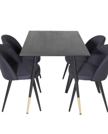 Venture Design Dipp Spisebordssæt       Stole Sort Finer Messing Sort Metal  Sort Stof Sort Metal