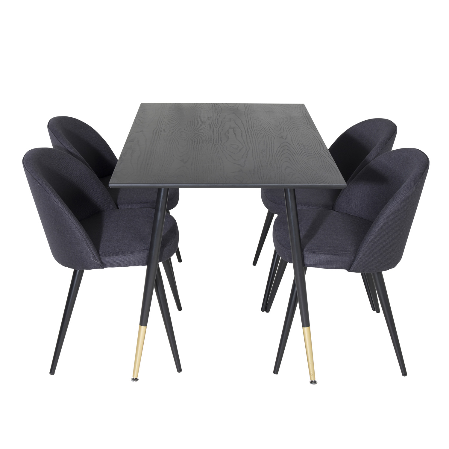 Venture Design Dipp Spisebordssæt Stole Sort Finer Messing Sort Metal Sort Stof Sort Metal