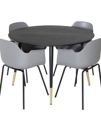 Venture Design Dipp Spisebordssæt       Stole Sort Finer Messingsort Metal  Grå Plastik Sort Metal