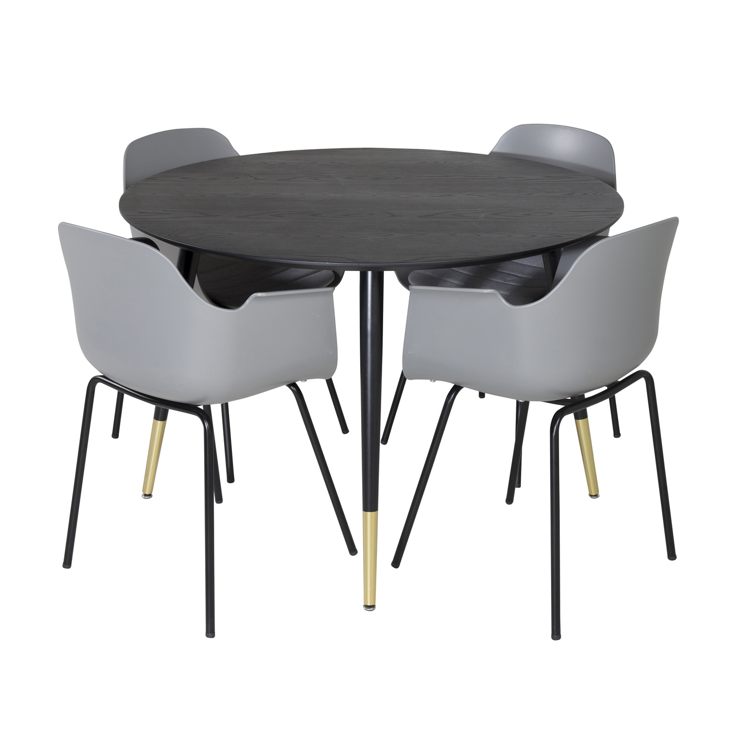 Venture Design Dipp Spisebordssæt Stole Sort Finer Messingsort Metal Grå Plastik Sort Metal