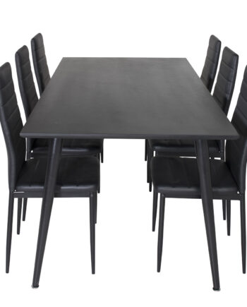 Venture Design Dipp Spisebordssæt       Stole Sort Finer Sort Metal Og Sort Pu Sort Metal