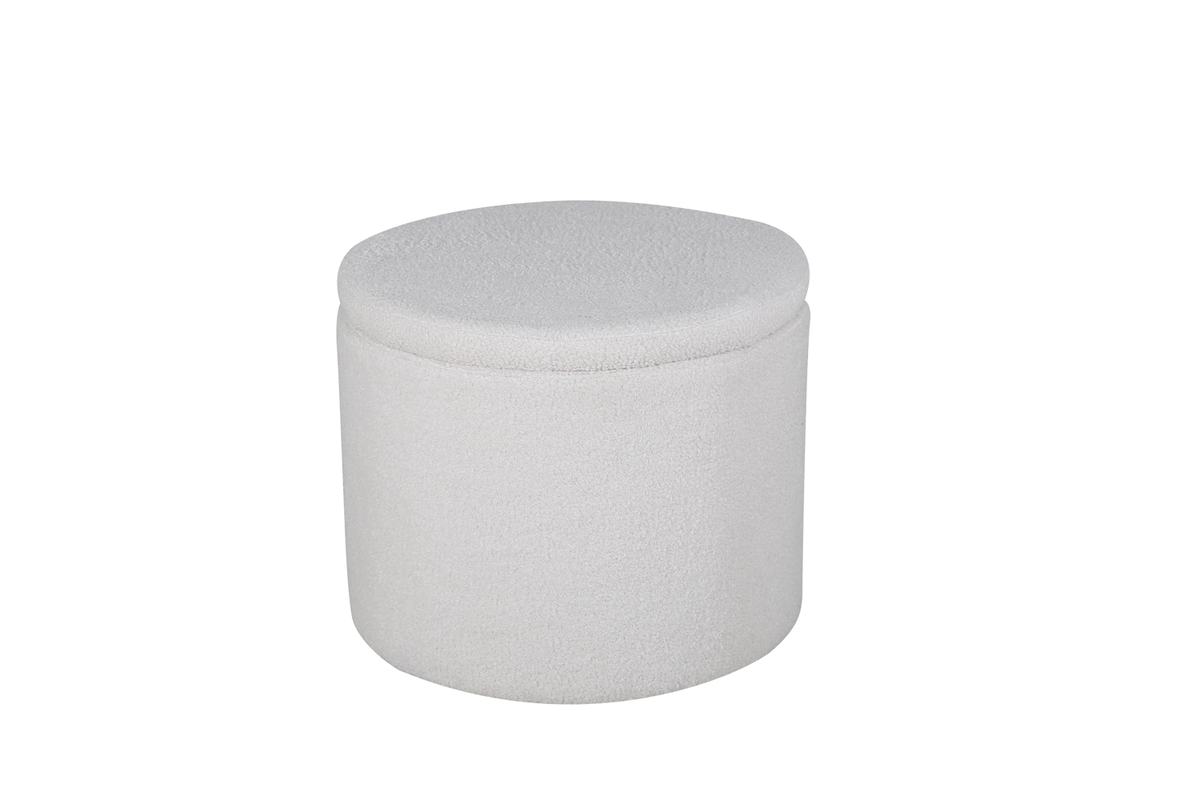 Venture Design Dunken Puf     Opbevaring  Cylinder Hvid Bamsestof Polyester  ø51
