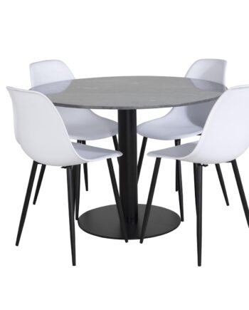 Venture Design Estelle Spisebordssæt       Stole Sort Marmor Sort Metal Og Hvid Plastik Sort Metal