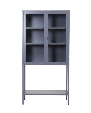 Venture Design High Wide Skab       Låger Og   Hylder Glas Og Gråt Stål