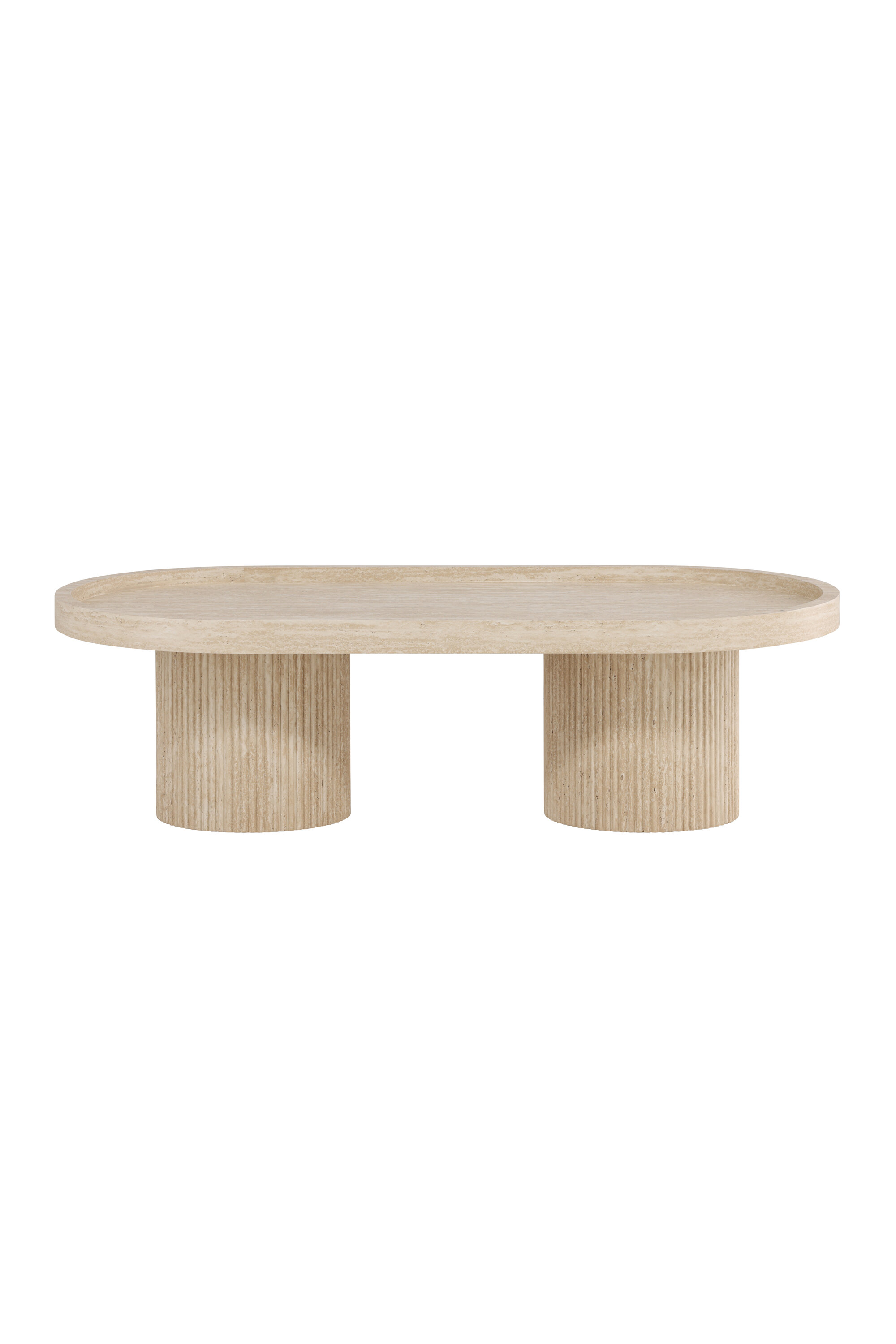 Venture Design Krille Sofabord  Oval Travertinlook 3d-papir  120x60x35