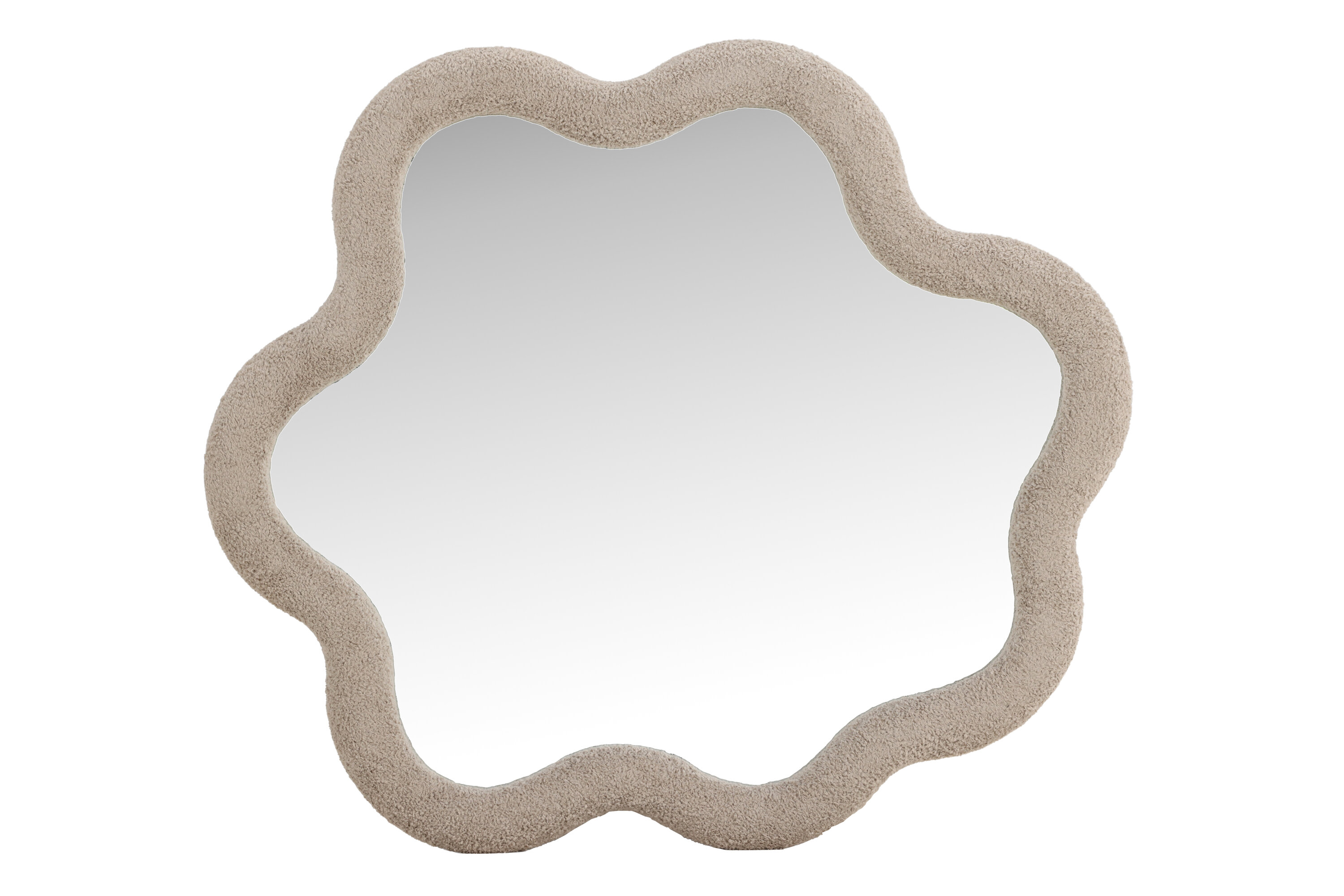 Venture Design Kungsbacka Vægspejl  Organisk Spejlglas Og Beige Bouclé  70x70