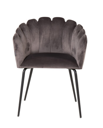 Venture Design Limhamn Spisebordsstol     Armlæn Grå Velour Og Sort Metal