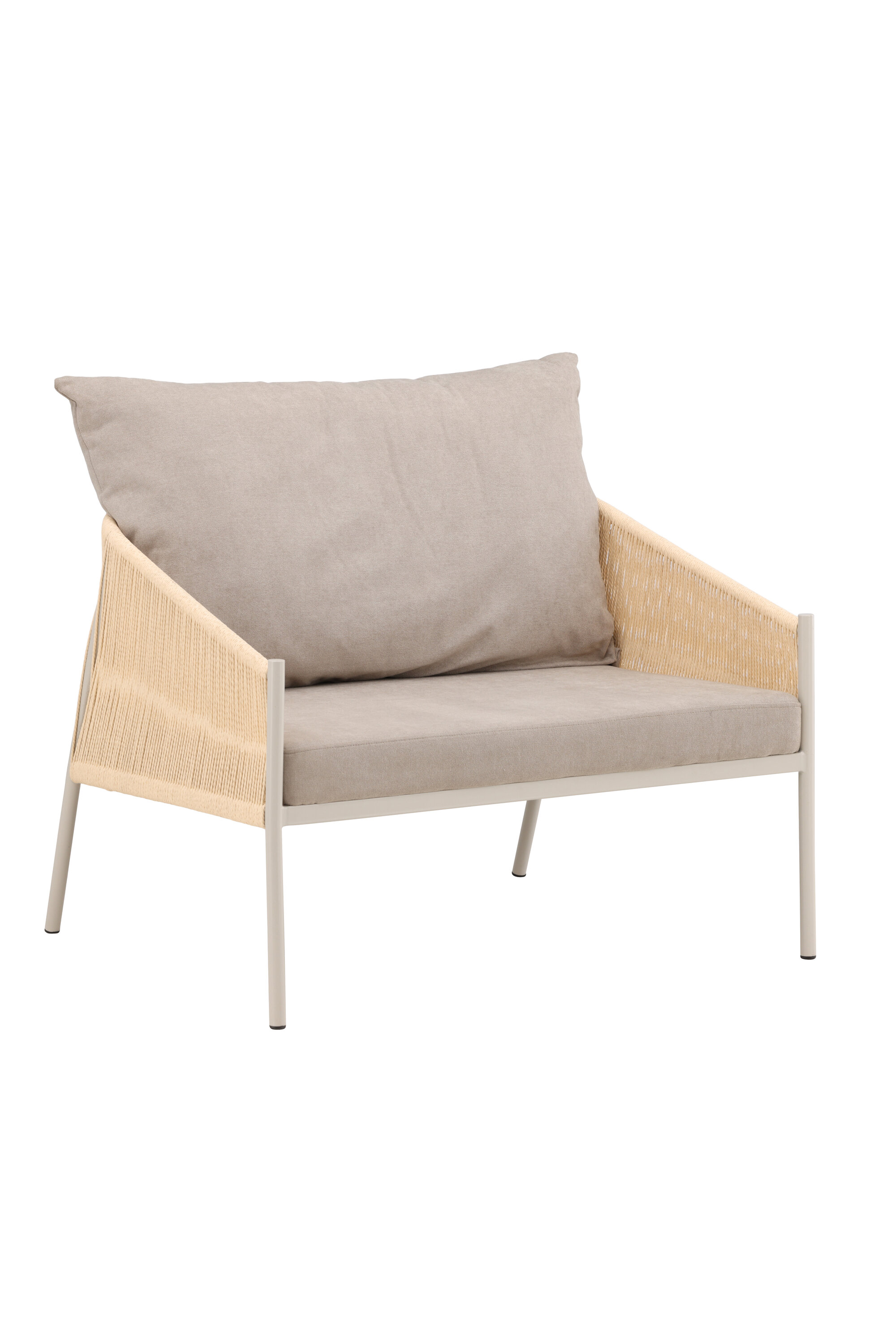 Venture Design Louie Loungestol     Armlæn Og Stof Hynder Beige Reb Og Beige Stål