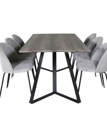 Venture Design Marina Spisebordssæt       Stole Grå Finer Sort Metal Og Grå Fløjl Sort Metal
