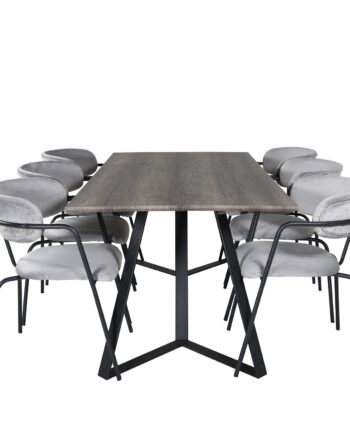 Venture Design Marina Spisebordssæt       Stole Grå Finer Sort Metal Og Grå Fløjl Sort Metal