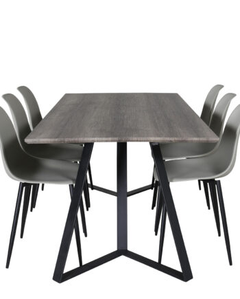 Venture Design Marina Spisebordssæt       Stole Grå Finer Sort Metal Og Grå Plastik Sort Metal