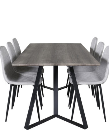 Venture Design Marina Spisebordssæt       Stole Grå Finer Sort Metal Og Grå Stof Sort Metal