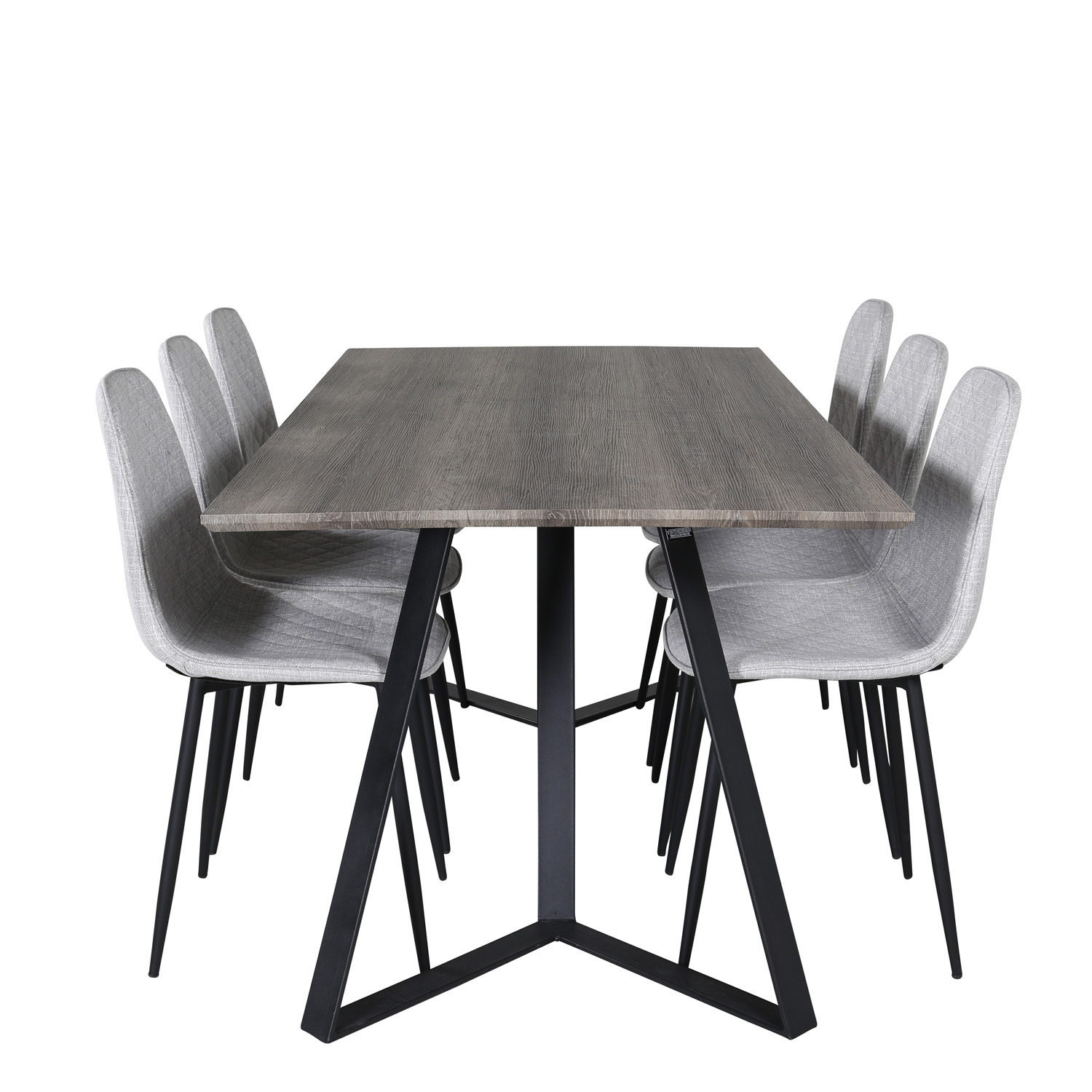 Venture Design Marina Spisebordssæt Stole Grå Finer Sort Metal Og Grå Stof Sort Metal