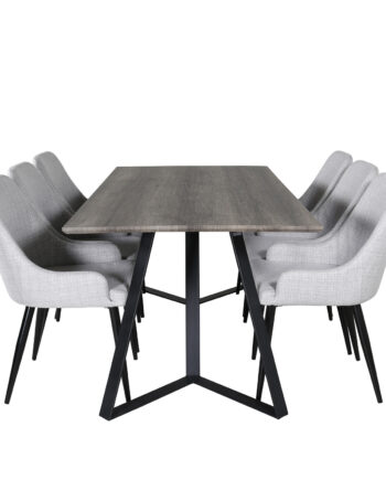 Venture Design Marina Spisebordssæt       Stole Grå Finer Sort Metal Og Grå Stof Sort Metal