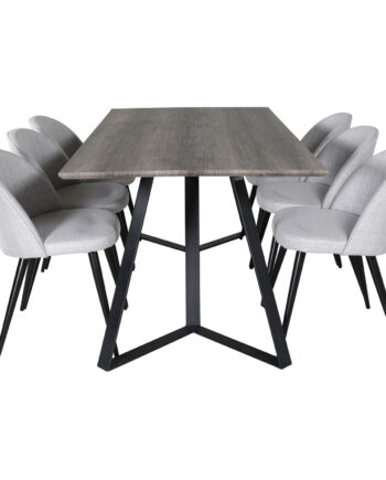 Venture Design Marina Spisebordssæt       Stole Grå Finer Sort Metal Og Lysegrå Stof Sort Metal