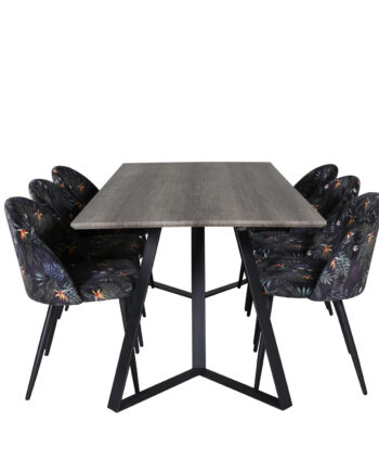 Venture Design Marina Spisebordssæt       Stole Grå Finer Sort Metal Og Multi Stof Sort Metal