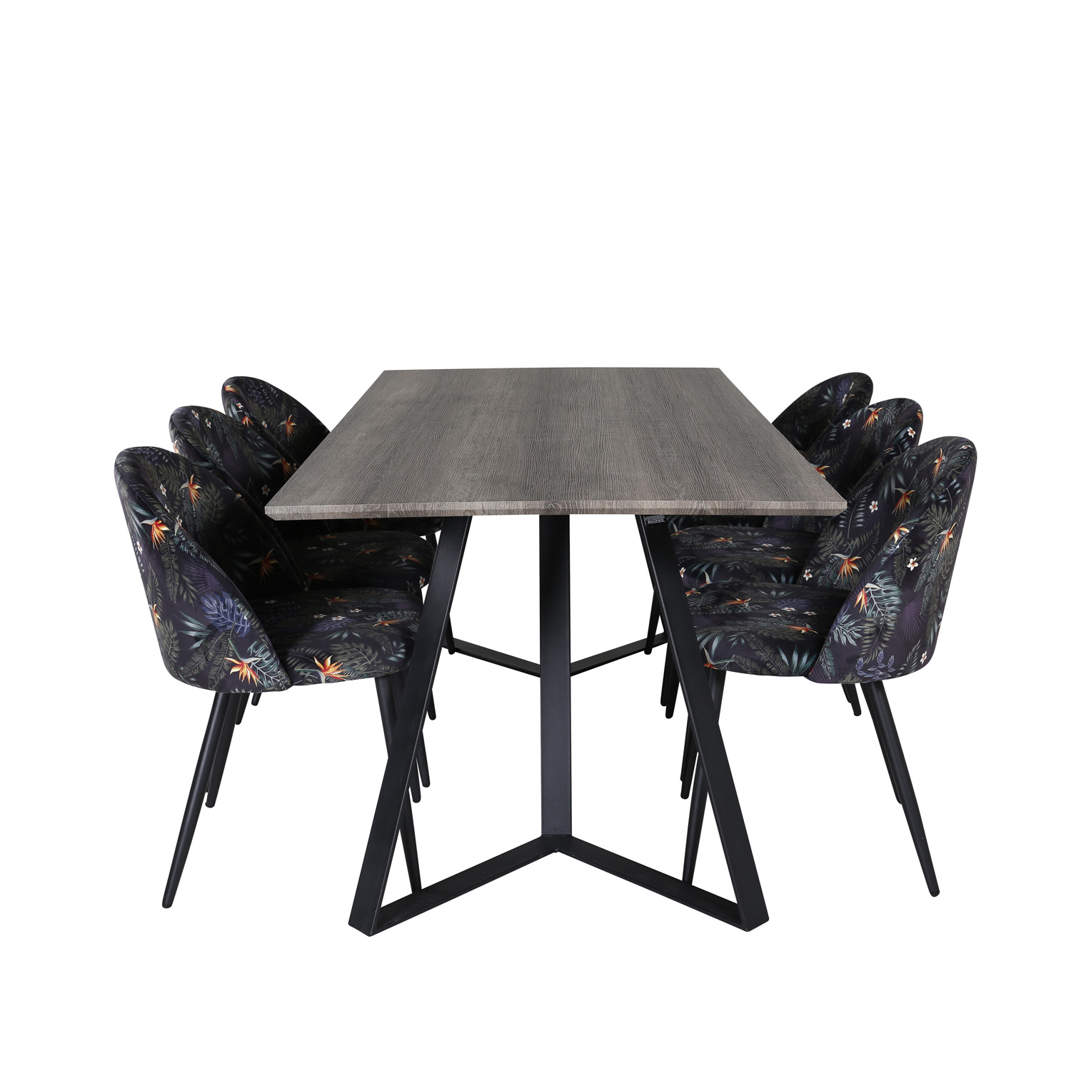 Venture Design Marina Spisebordssæt Stole Grå Finer Sort Metal Og Multi Stof Sort Metal
