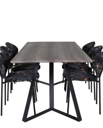 Venture Design Marina Spisebordssæt       Stole Grå Finer Sort Metal Og Multi Stof Sort Metal