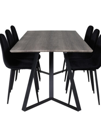 Venture Design Marina Spisebordssæt       Stole Grå Finer Sort Metal Og Sort Fløjl Sort Metal