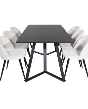 Venture Design Marina Spisebordssæt       Stole Sort Finer Sort Metal Og Beige Fløjl Sort Metal