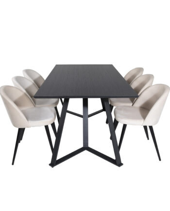 Venture Design Marina Spisebordssæt       Stole Sort Finer Sort Metal Og Beige Fløjl Sort Metal