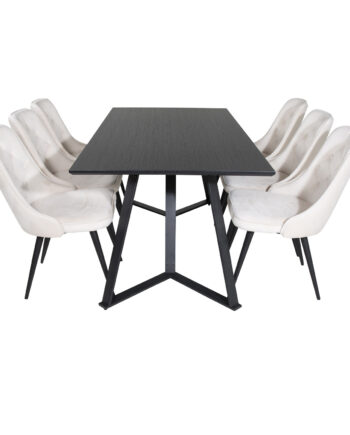 Venture Design Marina Spisebordssæt       Stole Sort Finer Sort Metal Og Beige Fløjl Sort Metal