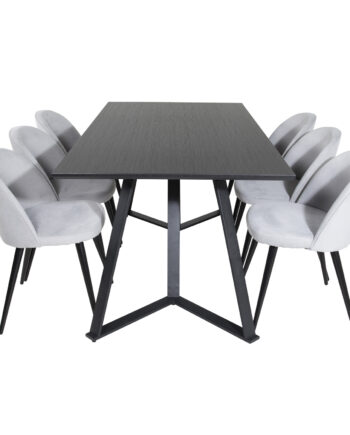 Venture Design Marina Spisebordssæt       Stole Sort Finer Sort Metal Og Grå Fløjl Sort Metal