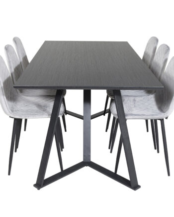 Venture Design Marina Spisebordssæt       Stole Sort Finer Sort Metal Og Grå Fløjl Sort Metal