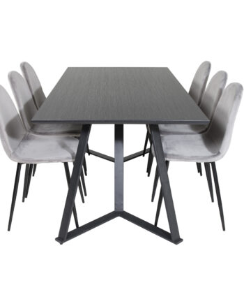 Venture Design Marina Spisebordssæt       Stole Sort Finer Sort Metal Og Grå Fløjl Sort Metal