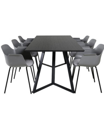 Venture Design Marina Spisebordssæt       Stole Sort Finer Sort Metal Og Grå Plastik Sort Metal