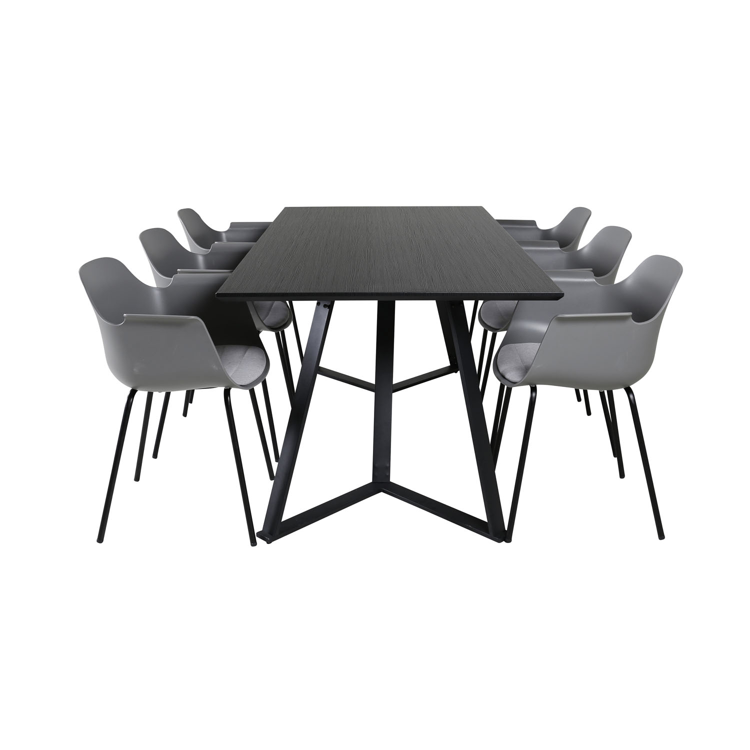 Venture Design Marina Spisebordssæt Stole Sort Finer Sort Metal Og Grå Plastik Sort Metal