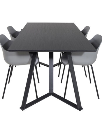 Venture Design Marina Spisebordssæt       Stole Sort Finer Sort Metal Og Grå Plastik Sort Metal