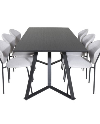 Venture Design Marina Spisebordssæt       Stole Sort Finer Sort Metal Og Grå Stof Sort Metal