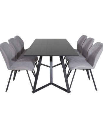 Venture Design Marina Spisebordssæt       Stole Sort Finer Sort Metal Og Grå Stof Sort Metal