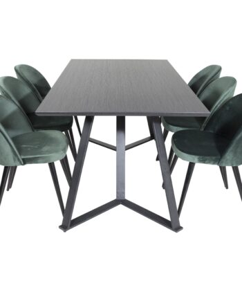 Venture Design Marina Spisebordssæt       Stole Sort Finer Sort Metal Og Grøn Fløjl Sort Metal