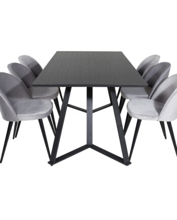 Venture Design Marina Spisebordssæt       Stole Sort Finer Sort Metal Og Lysegrå Fløjl Sort Metal
