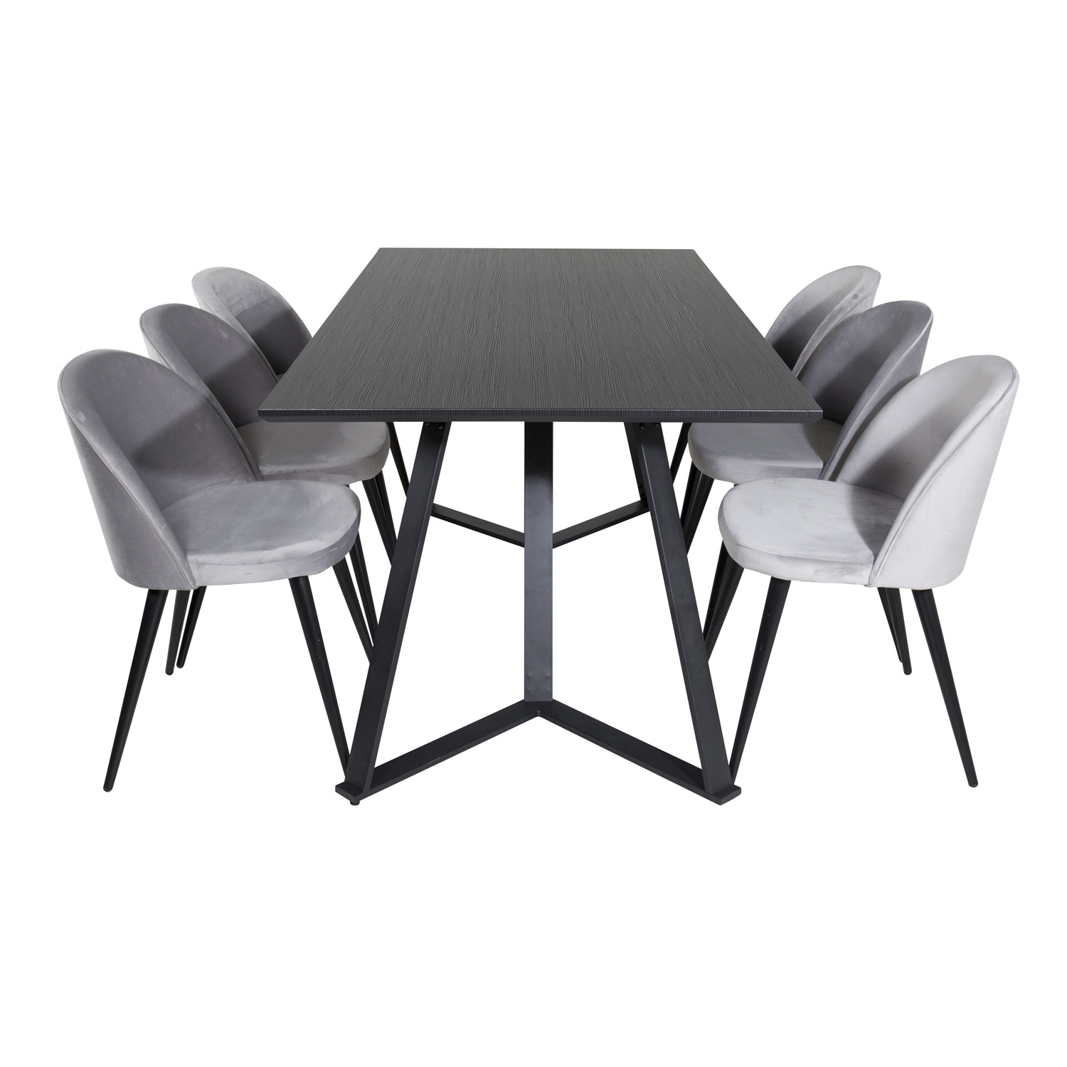Venture Design Marina Spisebordssæt Stole Sort Finer Sort Metal Og Lysegrå Fløjl Sort Metal