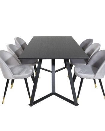 Venture Design Marina Spisebordssæt       Stole Sort Finer Sort Metal Og Lysegrå Fløjl Sort Metal