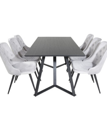 Venture Design Marina Spisebordssæt       Stole Sort Finer Sort Metal Og Lysegrå Fløjl Sort Metal
