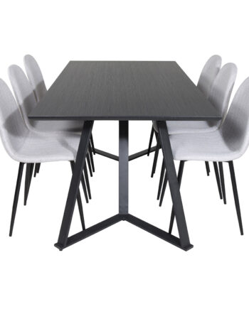 Venture Design Marina Spisebordssæt       Stole Sort Finer Sort Metal Og Lysegrå Stof Sort Metal
