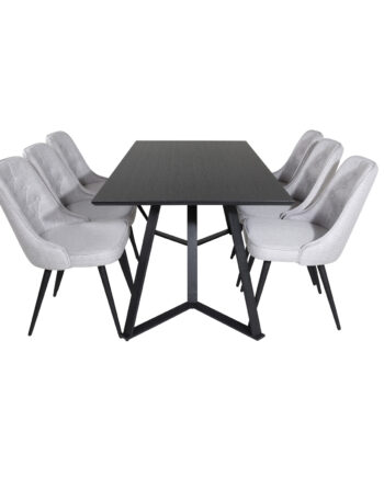 Venture Design Marina Spisebordssæt       Stole Sort Finer Sort Metal Og Lysegrå Stof Sort Metal