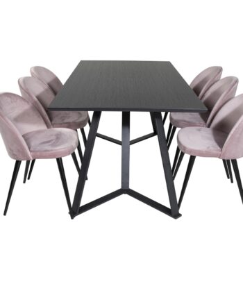 Venture Design Marina Spisebordssæt       Stole Sort Finer Sort Metal Og Rosa Fløjl Sort Metal