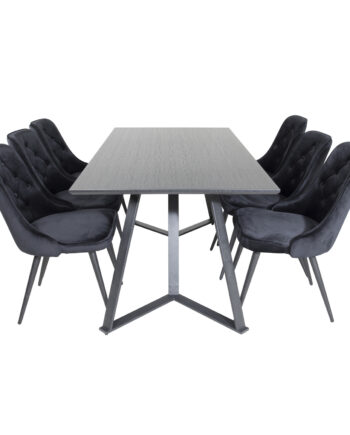 Venture Design Marina Spisebordssæt       Stole Sort Finer Sort Metal Og Sort Fløjl Sort Metal